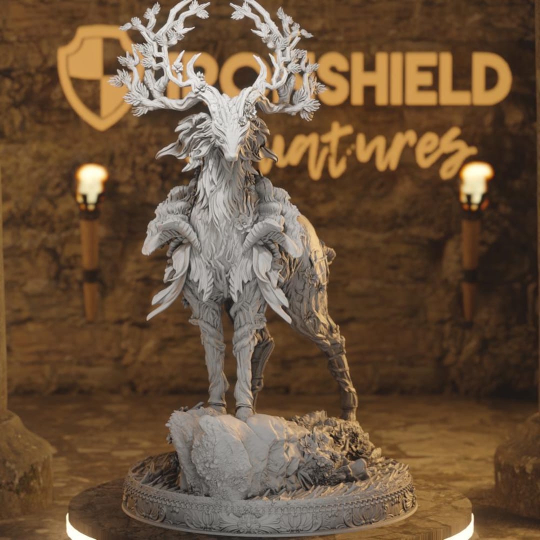 Gwynevel Monster Best Fey Forest Deer Figure + Base + BONUS Print