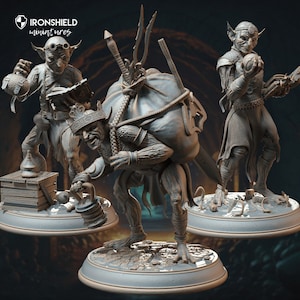 Mana Goblin Trio - Alchemist, Sorcerer, Loot (3 Variants) figure print 3d 12k miniature Gift Idea | Dungeons & Dragons | Tabletop | DM Stash