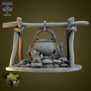 Camp Fire Terrain Enviro Fire Figura 12k 14k + BONIFICACIÓN Impresión 3D RPG Miniatura Idea de regalo mini | Dragones y Mazmorras | Mesa | Mamut