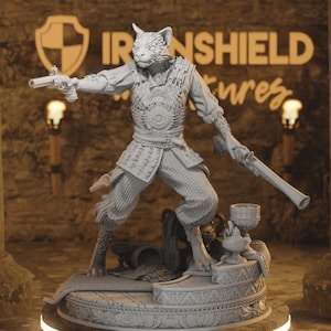 Sultan&#39;s Beastfolk Ranger Gunslinger Kara&#39;Ta Figure + Base print 3d 16k miniature Gift Idea | Dungeons & Dragons | Tabletop | DM Stash