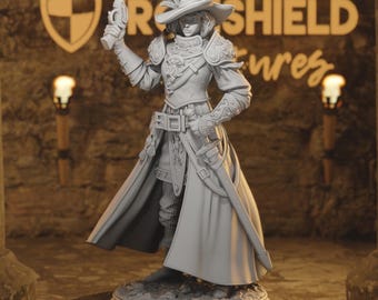 Figura de pistolera Ranger femenina Lady Cirilia 16k + base impresa en 3D, idea de regalo en miniatura para juego de rol mini | Juego de mesa DND de Dungeons & Dragons | Alijo de DM
