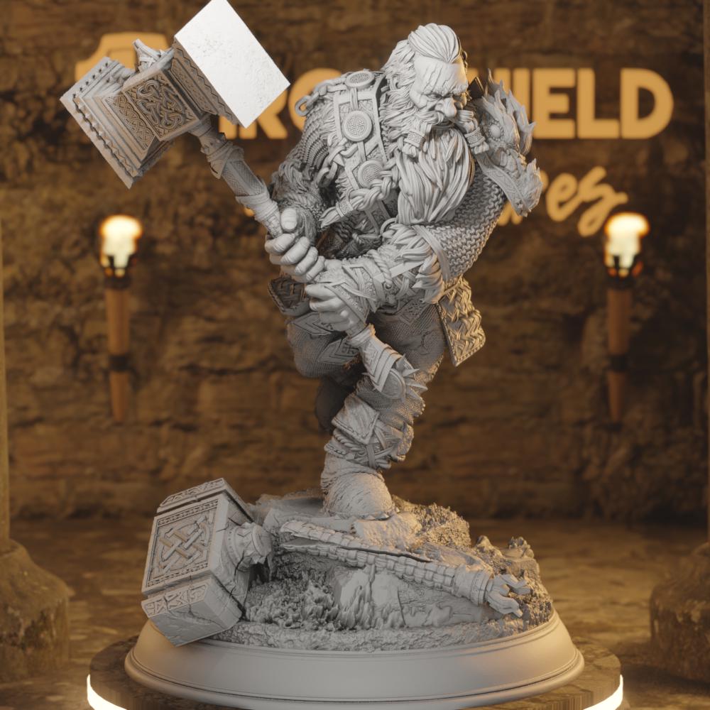 Elite Dwarf Barbarian Fighter - Rend Madbeard Figure 16k + Base Print 3D RPG Miniature Gift Idea mini Dungeons & Dragons Tabletop DM Stash