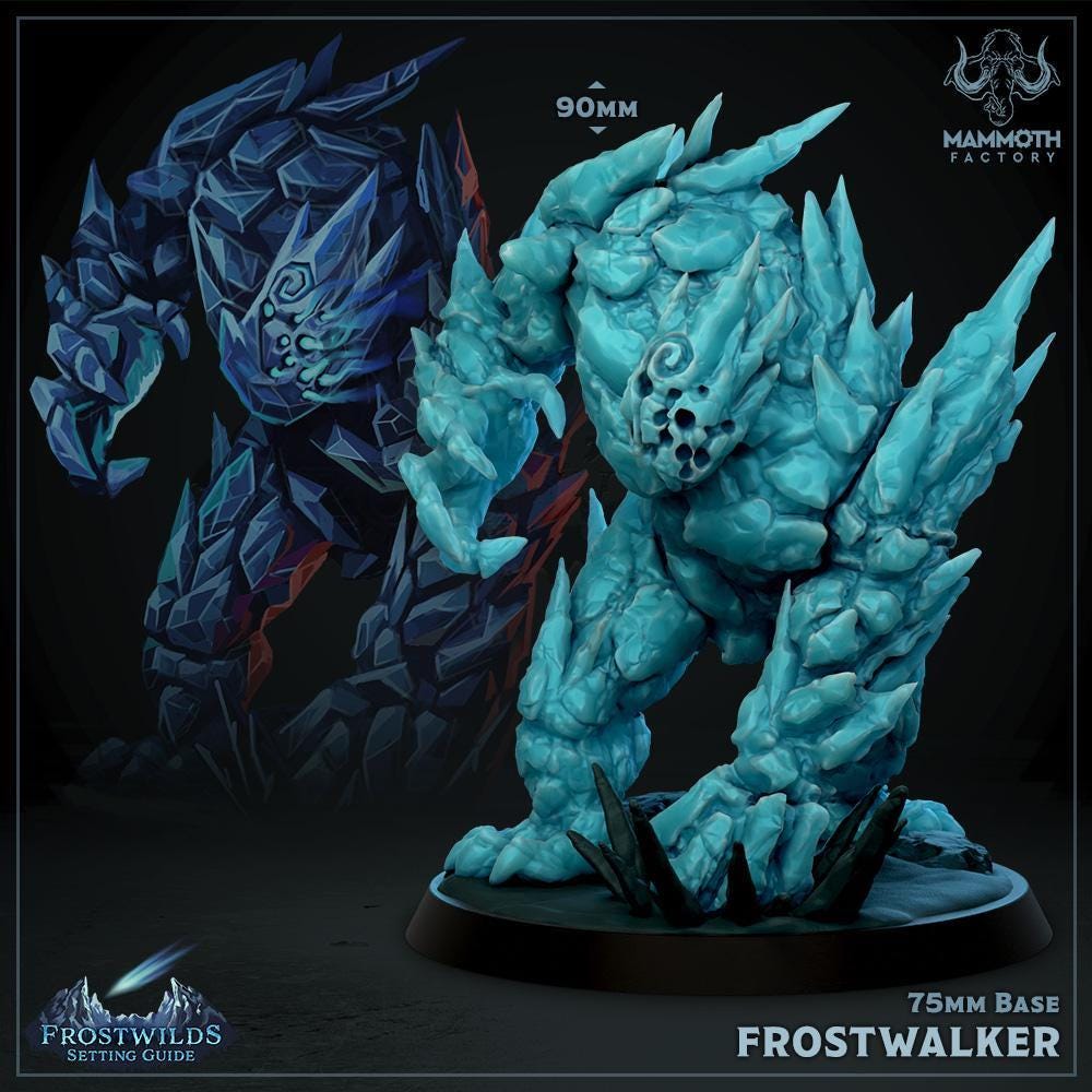Frostwalker Ice Golem Monster Figure DND 14k + BONUS Print 3D RPG