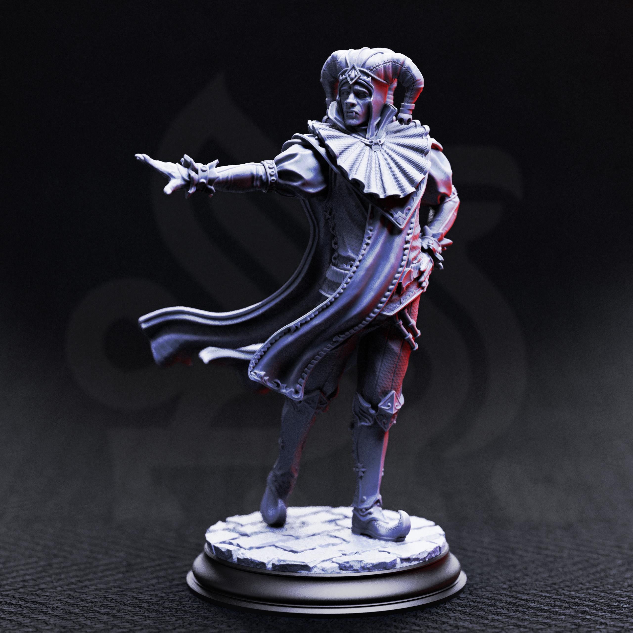 Rpg Jester Melancholy – Tragic Jester Bard NPC Figure 16k + Base 3D Printed RPG ...