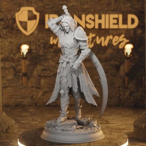 Drow Moon Paladin - Relethyr Elf Warrior figurine with base print 3d 16k miniature Gift Idea mini | Dungeons & Dragons | Tabletop | DM Stash