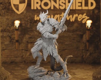 Veseria - Female Dragonborn Beastfolk Barbarian Figure 16k + Base Print 3D RPG Miniature Gift Idea mini Dungeons & Dragons Tabletop DM Stash