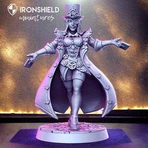 Diotta woman magician with a hat for dnd figure print 3d resin 12k 32mm miniatures figures mini