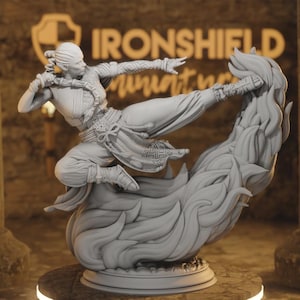 Andrazia Fire Genasi Monk Giappone Guerriero Figura 12k + Base Stampa 3D Miniatura RPG Idea Regalo mini | Dungeons & Dragons DND Tabletop DM Stash