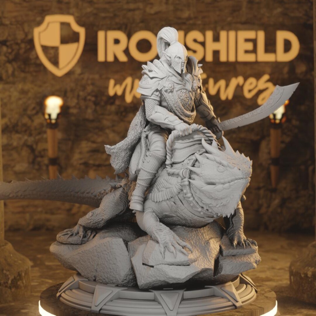 Dreytin Lizard Rider Elf Fighter Knight Figure 16k + Base + Bonus Print ...