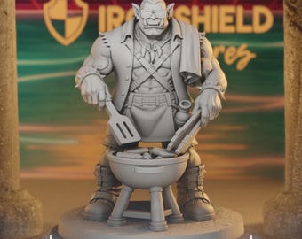 Stan Grillfang - Orc Barbarian Grillmaster BBQ Chef Summer | DnD RPG Miniatu 14k 3D Miniature | Dungeons & Dragons DND Tabletop | IronShield
