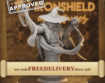Big Hat Harrison Bust - Mysterious Human Wizard Sorcerer Professor of the Unkn 14k 3D Miniature | Dungeons & Dragons DND Tabletop | DM Stash