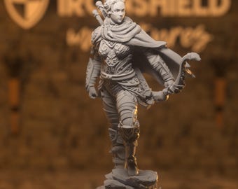 Virana - Female Elf Hunter Ranger Figure 14k + Base Print 3D RPG Miniature Gift Idea mini | Dungeons & Dragons DND Tabletop | DM Stash