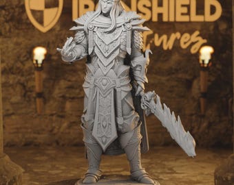 Figura de mago paladín rey alto elfo artoriano 16k + base impresa en 3D RPG Miniatura Idea de regalo mini | Mazmorras y dragones | Tablero de mesa | DM Stash