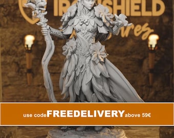 Synoria Elf fey Druid Mage Priestess Wizard 5e Figure 14k + Base Print 3D RPG Miniature Gift mini Dungeons & Dragons DND Tabletop DM Stash
