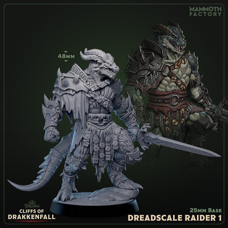 Dreadscale Raider 1 – Dragonborn Beast Fighter 5e Figure 16k + Base ...