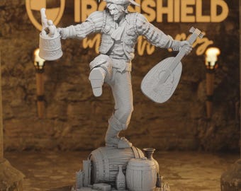 Drunk Half-Elf Bard - Brekken Barrel Figure + base + BONUS print 3d 12k miniature Gift Idea mini | Dungeons & Dragons | Tabletop | DM Stash