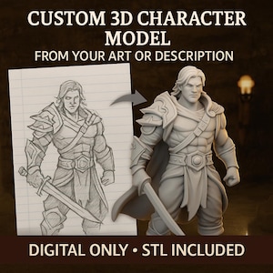 Custom 3D Character Model from Your Art or Description | STL File for DnD Miniature | TTRPG Digital Sculpt | Fantasy Tabletop Hero image 2