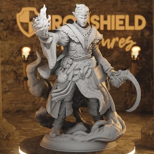Figura de Yunas, elfo drow, mago hechicero, 16k + base impresa, miniatura 3D para RPG, ideal para regalar | Dungeons & Dragons | Juego de mesa | DM Stash