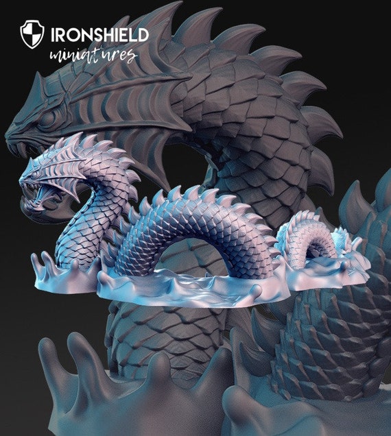 Sea Serpent Water Dragon Snake Monster Mini for Dnd Figure Print