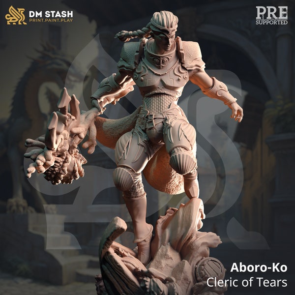 Triton Sea Paladin - Aboro-Ko figuur 12k + basisprint 3D RPG miniatuur cadeau idee mini | Kerkers en draken | Tafelblad | DM voorraad