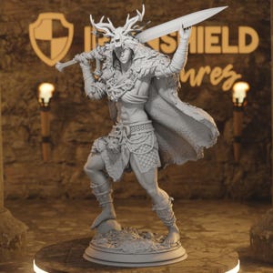 Aram Barbarian Druid Warrior Goliath Figure 14k + Base Print 3D RPG Miniature Gift Idea mini |Dungeons & Dragons DND Tabletop | DM Stash