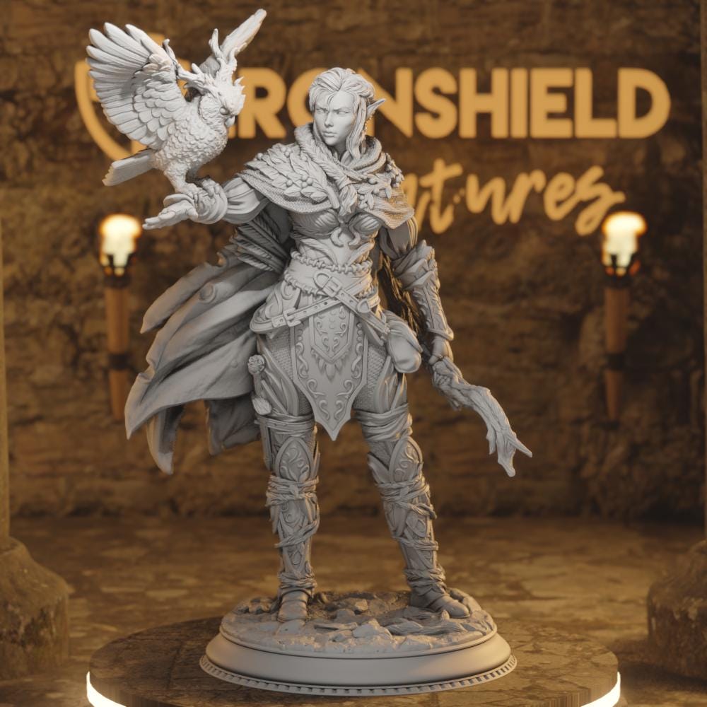Yesmira Elf Fey Ranger Archer Scout 5e Figure 14k + Base Print 3D RPG Miniature Gift Idea mini Dungeons & Dragons DND Tabletop DM Stash
