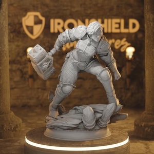 Figura de guerrero martillo Paladín de Guerra Goliat de Yrinsel con base impresa en 3D de 12k. Idea de regalo | Dungeons & Dragons | Juego de mesa DM Stash