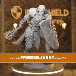 Arkeus Sun Cleric Manlig Paladin Figur 16k + Bastryck 3D RPG Miniatyr Presentidé mini | Dungeons & Dragons | Bordsskiva | DM Stash