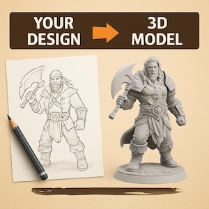 Custom 3D Character Model from Your Art or Description | STL File for DnD Miniature | TTRPG Digital Sculpt | Fantasy Tabletop Hero image 6