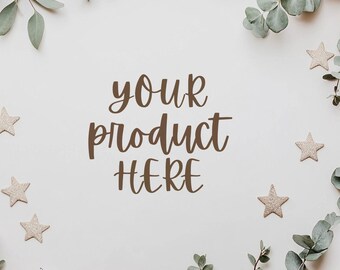Christmas flatlay background, Christmas ornaments flat lay product backdrop mockup, Holiday flatlay mock up, Print on demand product display