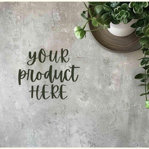 Greenery flat lay mockup, Product digital background table with plants, Minimalist backdrop, Styled stock photography, Scene creator mockups