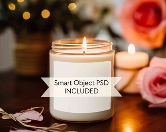 Candle mockup psd, Valentines day jar candle mockup, Scented soy candle mock up, Wedding candle mockup red flowers, 9oz smart object mockup