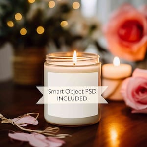 Candle mockup psd, Valentines day jar candle mockup, Scented soy candle mock up, Wedding candle mockup red flowers, 9oz smart object mockup