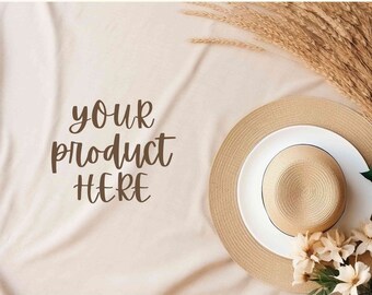 Boho Hintergrund Mockup, Flach digitalen Produkt Hintergrund, Neutral Beige Tisch Flatlay Mockup, Styled Stock Fotografie Hintergrund JPG-Datei