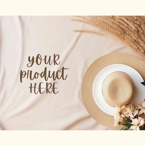 Boho background mockup, Flat lay digital product background, Neutral beige table flatlay mockup, Styled stock photography backdrop JPG File