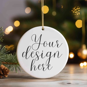 Christmas ornament mockup, Ceramic ornament mockup, White blank ornament mock up, Xmas tree ornament mockup, Christmas round ornament mock