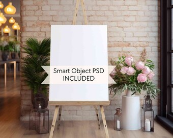 Wedding welcome sign mockup, Easel sign mockup, Wedding seating chart mock up, 18x24 sign mockup, 3x4 elegant wedding sign, Smart object PSD