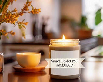 Candle mockup PSD, Soy candle mockup 9oz, Scented candle mock up, Lumient candle mock-up, Printify candle mockup for POD, Jar candle mockup