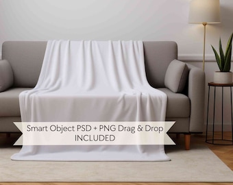 Velveteen plush blanket mockup, PSD smart object mock-up, Canva drag & drop PNG, Blank transparent blanket mockup, Minky fleece blanket mock