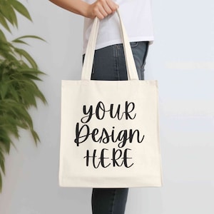 Tote bag mockup, Canvas tote bag mock, Natural tote bag mock up, Boho shopping bag mockup, Print on demand model tote bag mock, Cotton bag