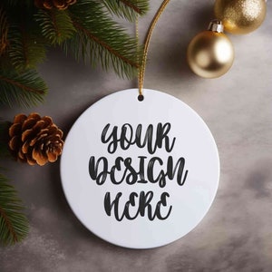 Christmas ornament mockup, Ceramic ornament mockup, White blank ornament mock up, Xmas tree ornament mockup, Christmas round ornament mock