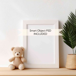 Maqueta de marco para pared de guardería, maqueta de habitación de niños, maqueta de marco de objeto inteligente PSD, maqueta de marco vertical DIN A, maqueta de marco de habitación de niños A4