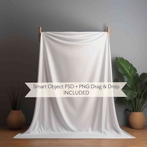 Velveteen blanket mockup PSD, Plush blanket mock-up, Canva drag & drop throw blanket mockup, Overlay minky fleece blanket mock, Smart object