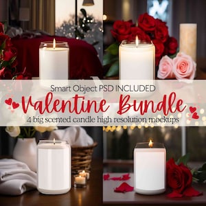 Scented candle mockup psd, Valentines 13.75oz soy candle mockup, POD big jar candle mockup for valentine day, Trendy mockup, Smart object