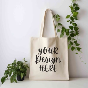 Tote bag mockup canvas natural, Simple tote bag mock up, Natural tote bag photo mock, Gift bag mockup template, Canvas shopping bag mockup