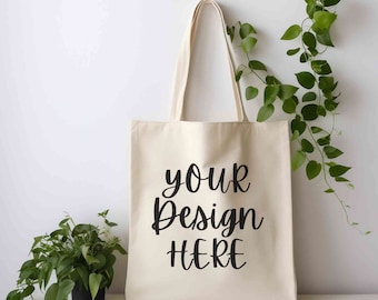 Tote bag mockup canvas natural, Simple tote bag mock up, Natural tote bag photo mock, Gift bag mockup template, Canvas shopping bag mockup