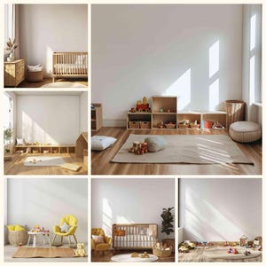 20 Nursery Wallpaper Mockups – Editable Wall Scenes for Baby and Kids Rooms – JPG + PSD Smart Object – Playroom and Nursery Interior Scenes image 3