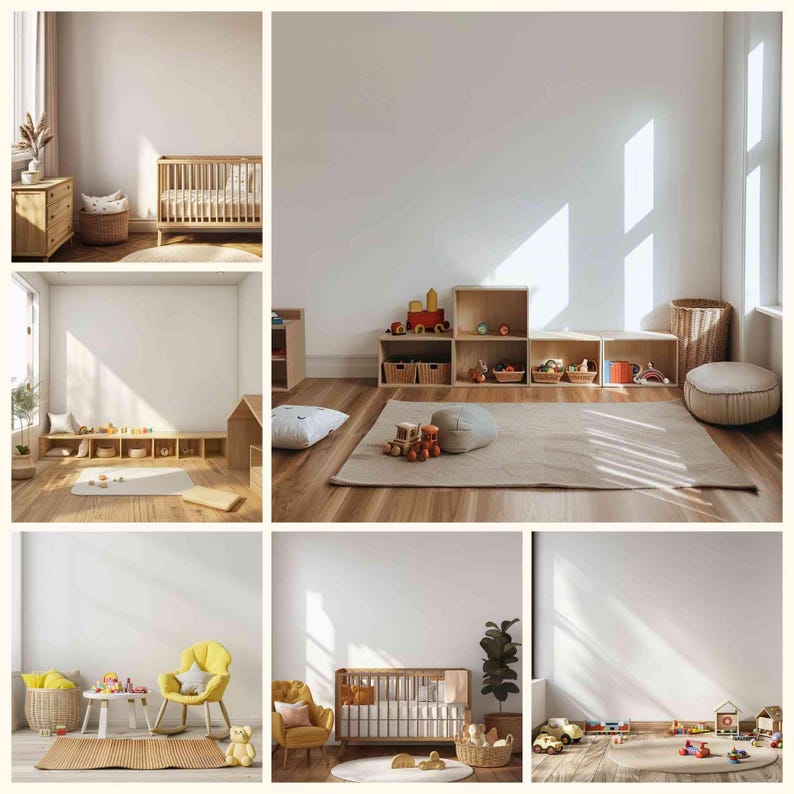 20 Nursery Wallpaper Mockups – Editable Wall Scenes for Baby and Kids Rooms – JPG + PSD Smart Object – Playroom and Nursery Interior Scenes image 3