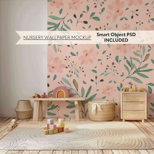 Mockup di vivaio PSD, Mockup di carta da parati per vivaio, Mockup di parete vuota della sala giochi per bambini, Mockup di parete vuota neutra della stanza dei bambini, Mockup di oggetto intelligente