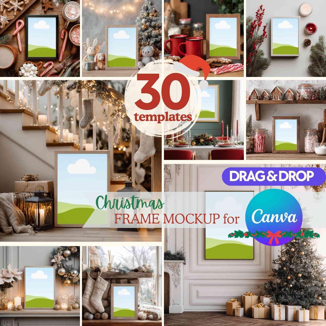 30 Christmas Frame Mockups for Canva | Vertical Wall Art Templates ...